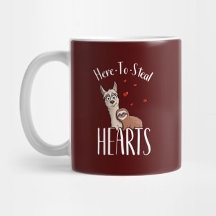 Valentine Sloth Riding Llama Here To Steal Hearts Mug